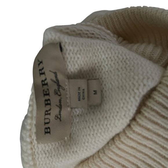 Burberry 100% Wool Cream Turtleneck Sweater Luxurious Knit Women Size M - Picture 9 of 11